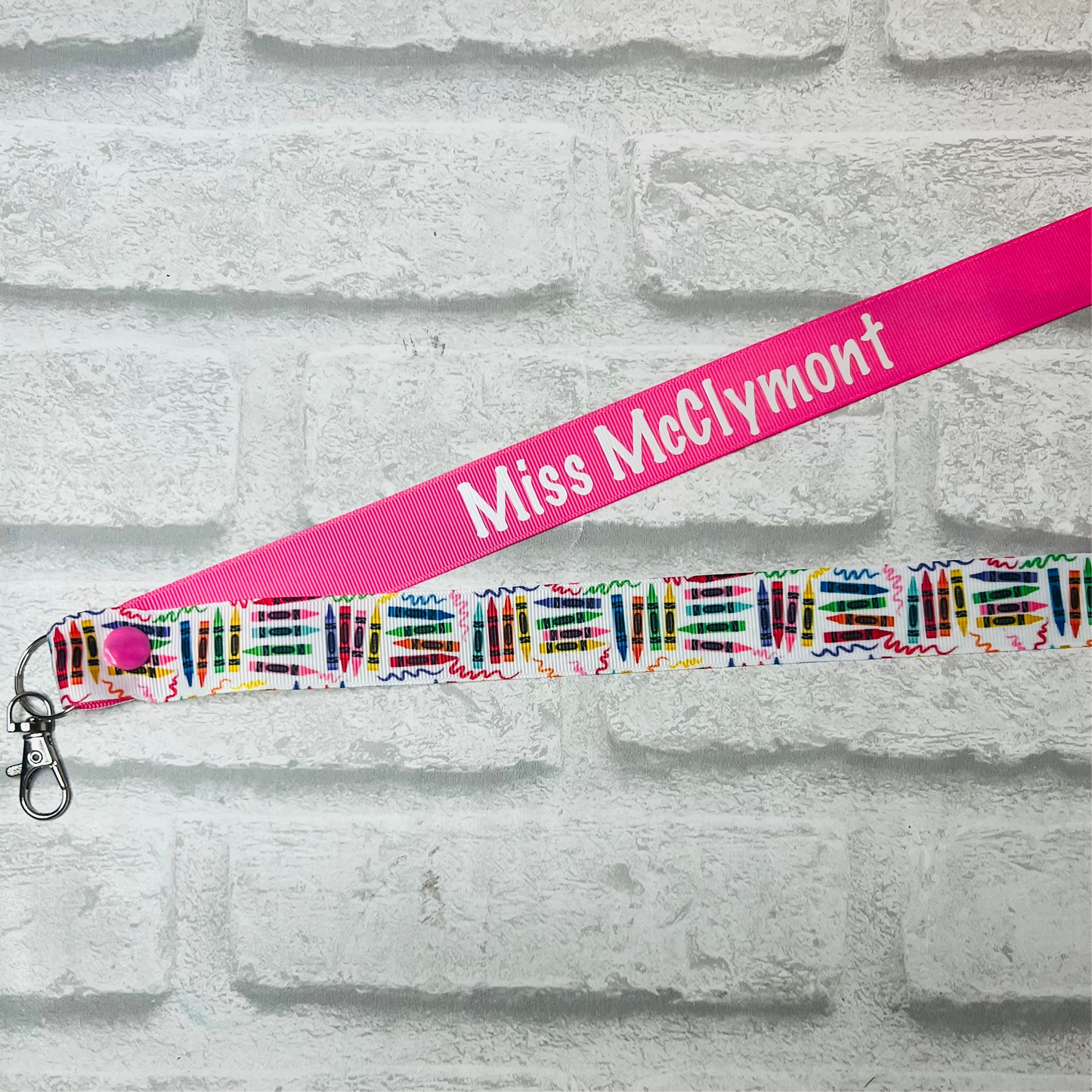 Multi Crayon Print Personalised Lanyard