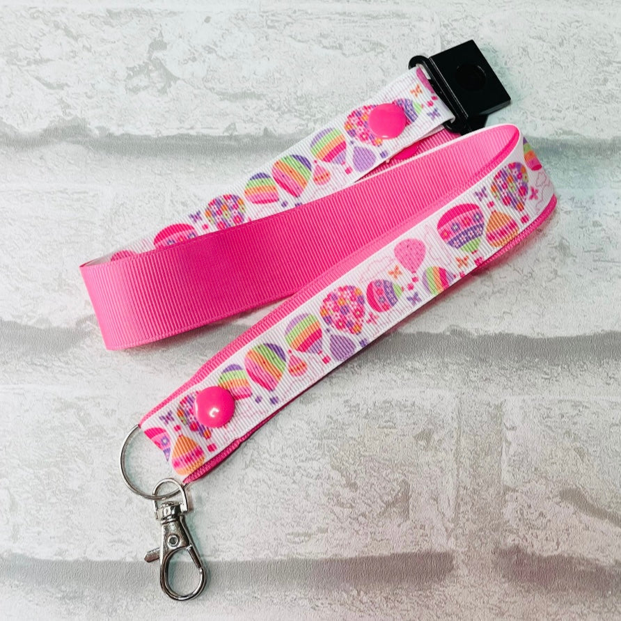 Pastel Hot Air Balloon Print Personalised Lanyard