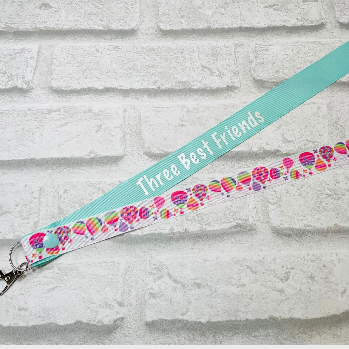 Pastel Hot Air Balloon Print Personalised Lanyard