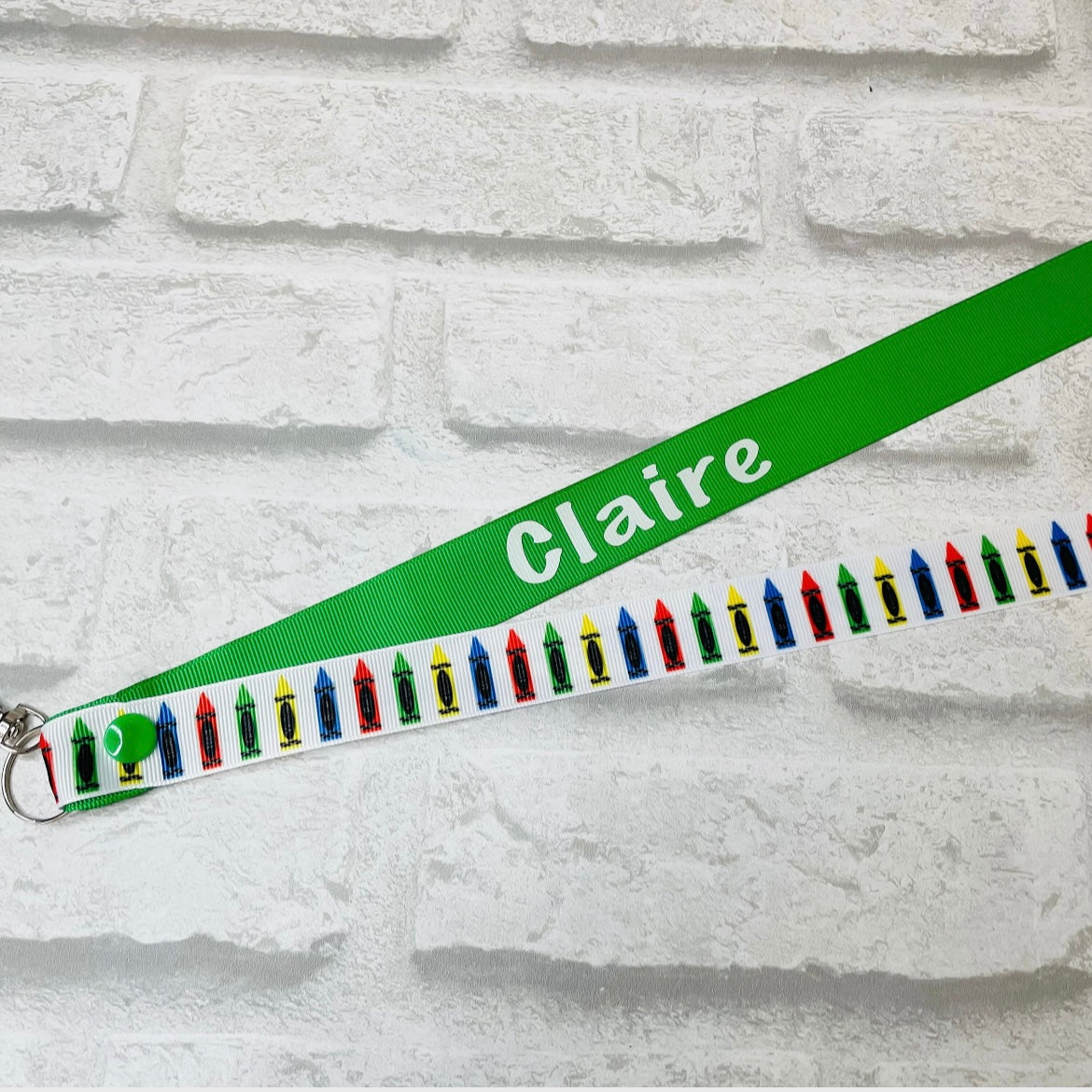 Rainbow Crayon Print Personalised Lanyard