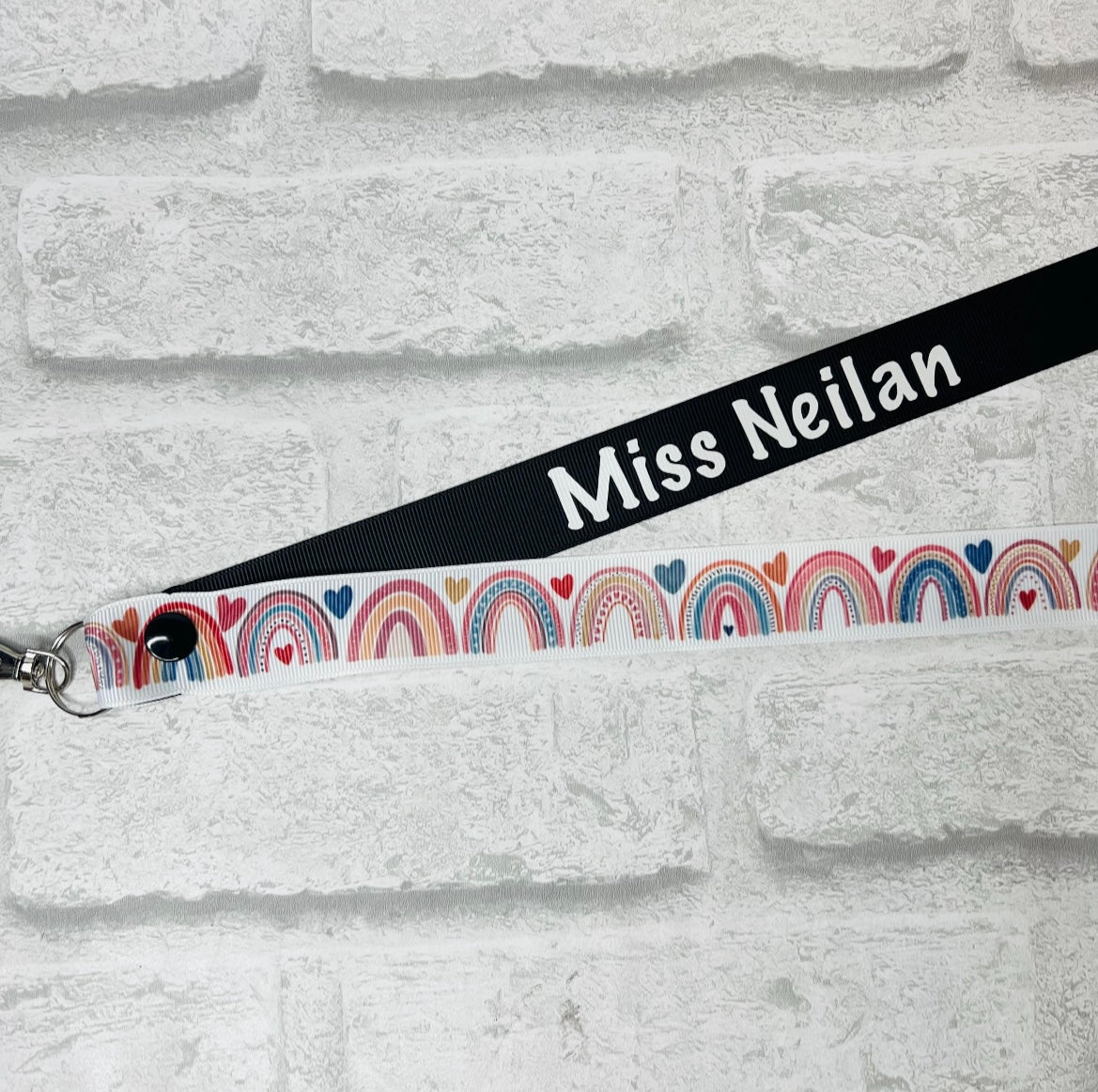 New Rainbow Print Personalised Lanyard