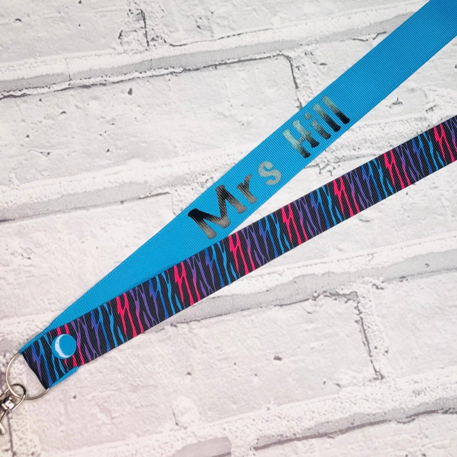 Colourful Zebra Print Personalised Lanyard