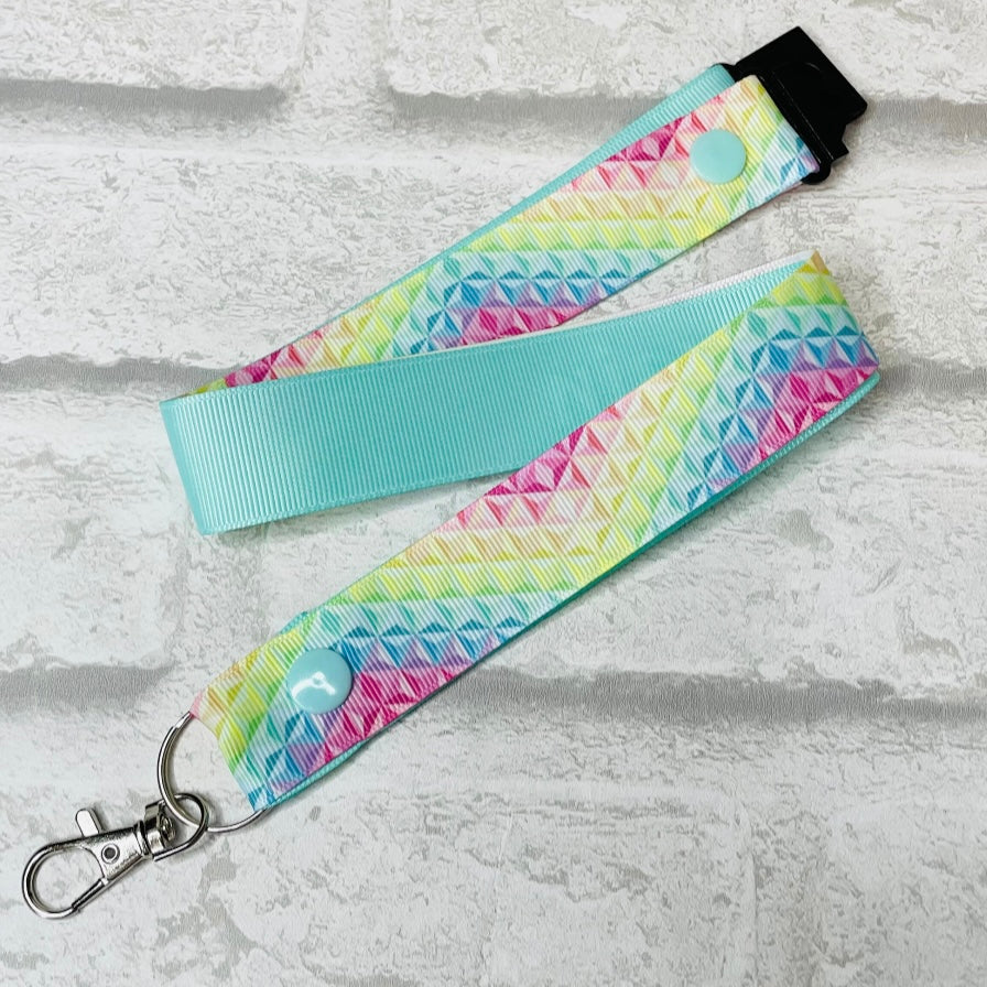 Pastel Geometric Print Personalised Lanyard