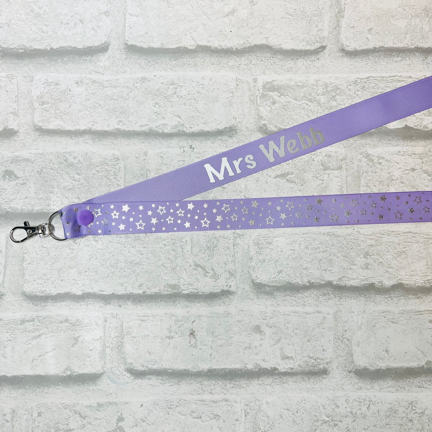 Silver Star Print Personalised Lanyard - multiple colour options