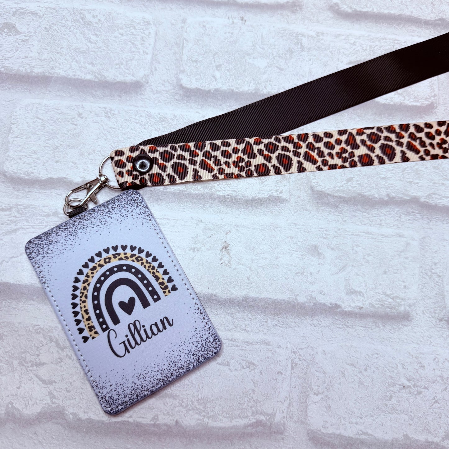 Black Leopard Rainbow ID Card Holder Personalised
