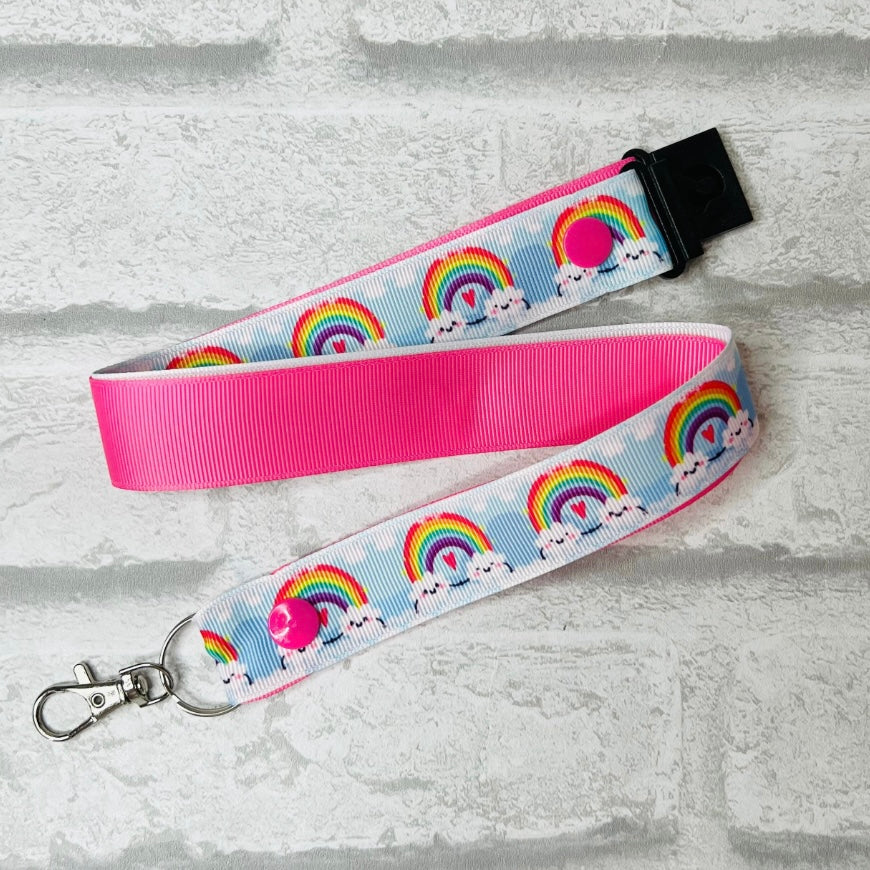 Happy Rainbows Print Personalised Lanyard