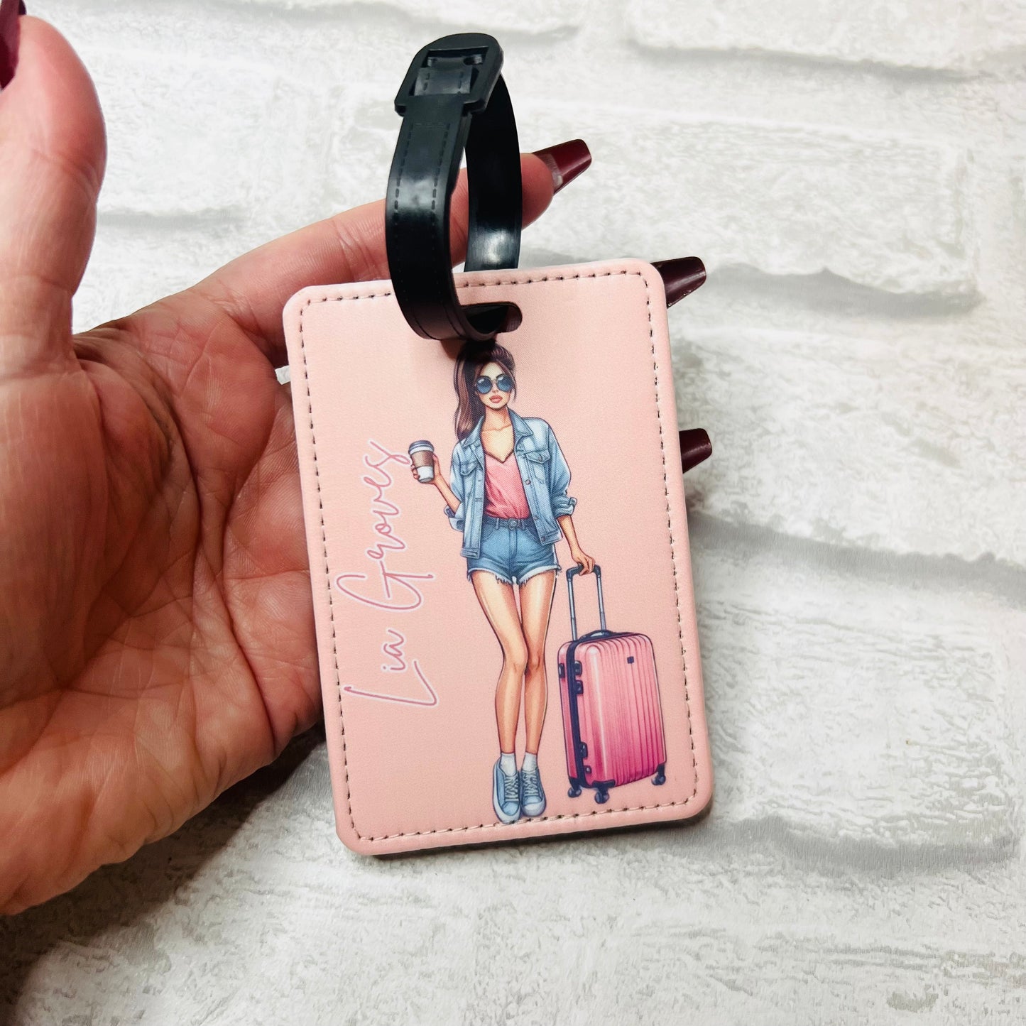Luggage Tag - Dark Ponytail Personalised
