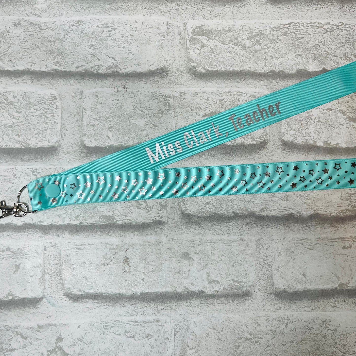 Silver Star Print Personalised Lanyard - multiple colour options