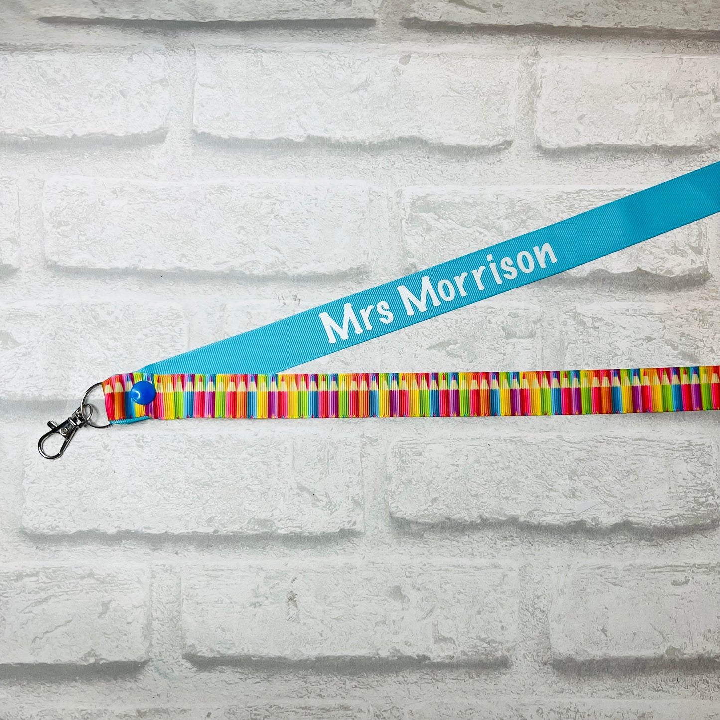 Rainbow Pencil Print Personalised Lanyard