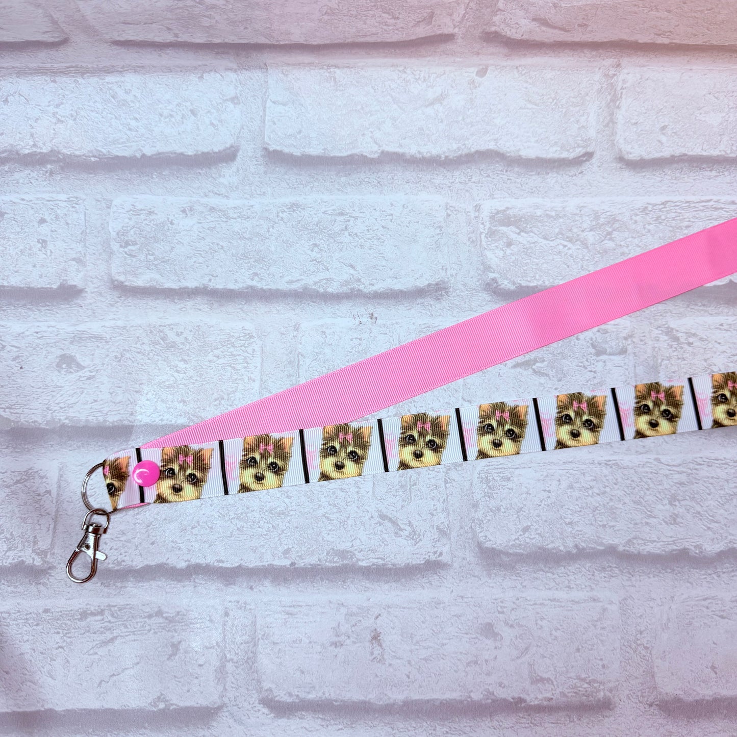 SALE Bow Puppy Print Personalised Lanyard