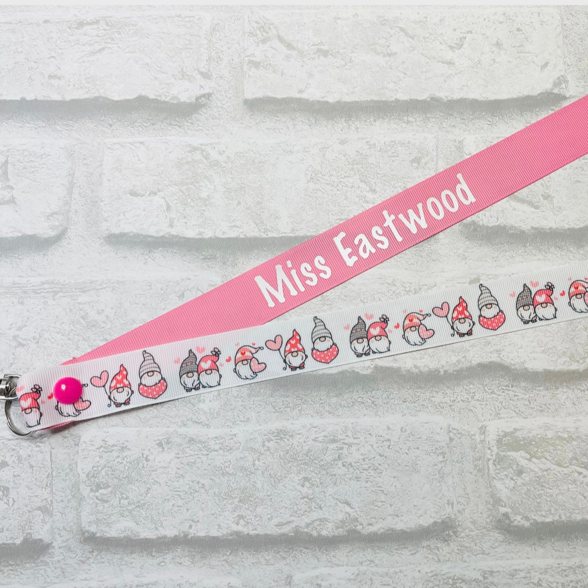 Gonks In Love Print Personalised Lanyard