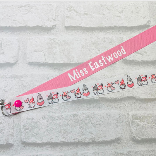 Gonks In Love Print Personalised Lanyard