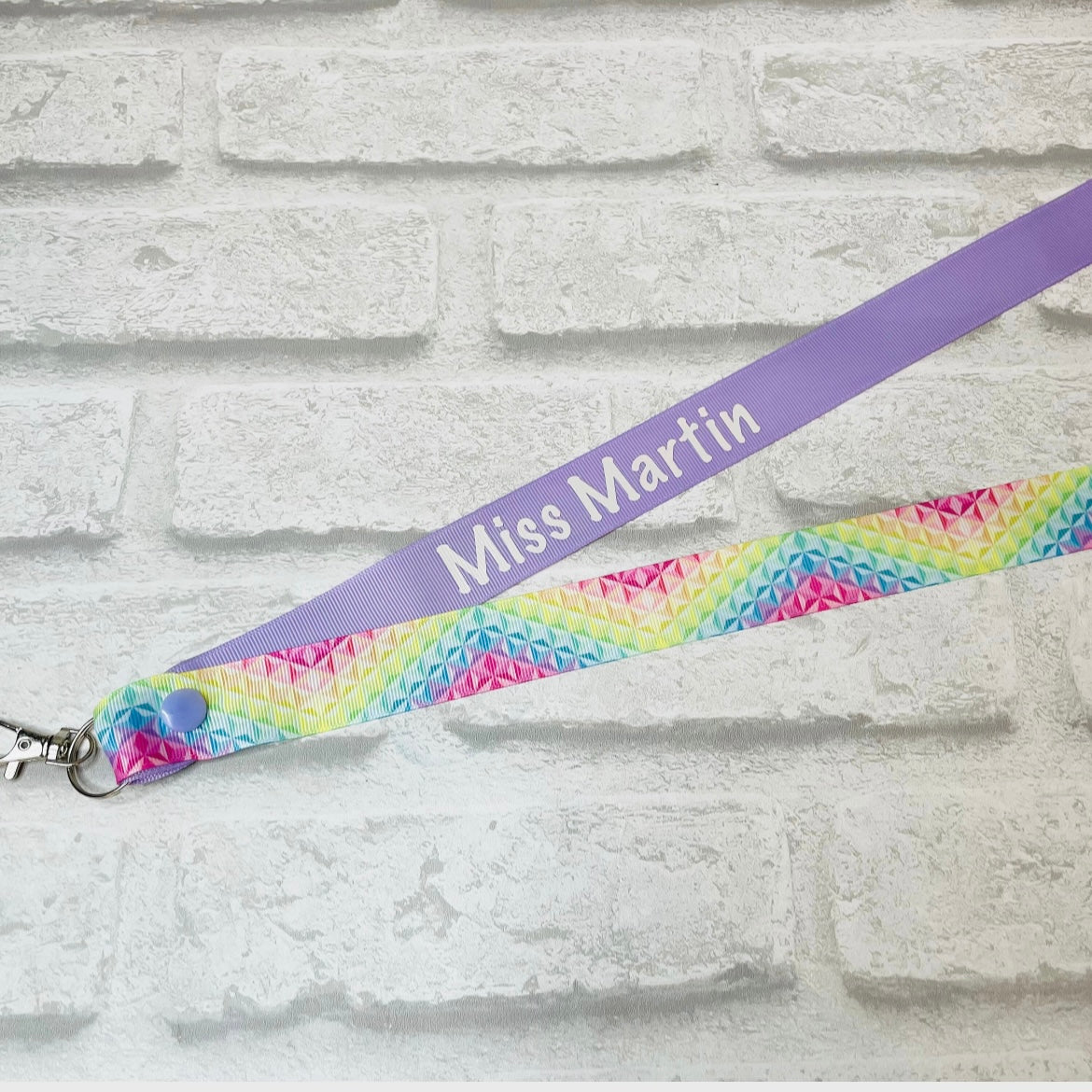 Pastel Geometric Print Personalised Lanyard