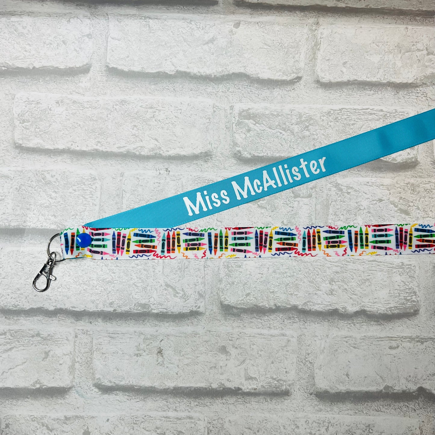 Multi Crayon Print Personalised Lanyard