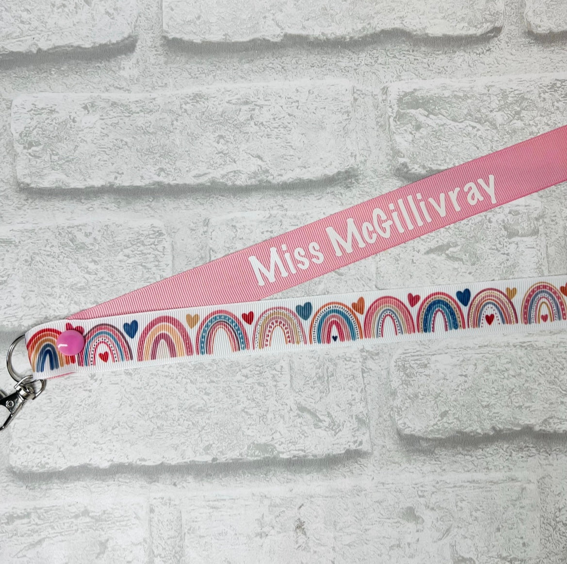 New Rainbow Print Personalised Lanyard