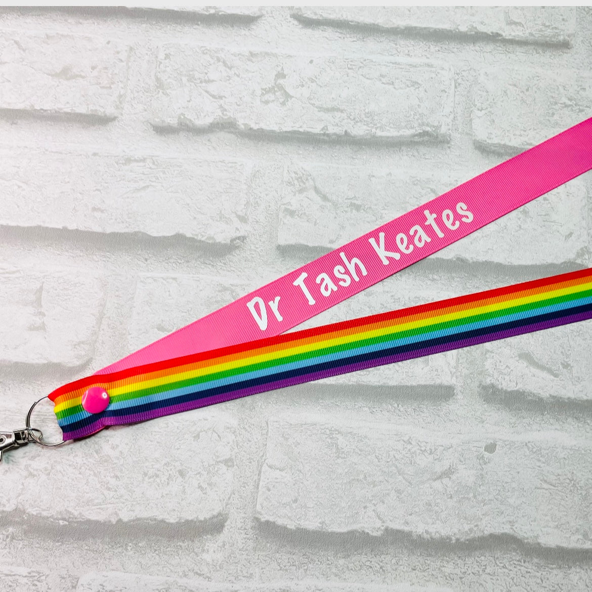 Rainbow Stripe Print Personalised Lanyard