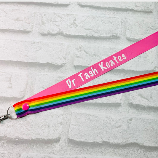 Rainbow Stripe Print Personalised Lanyard
