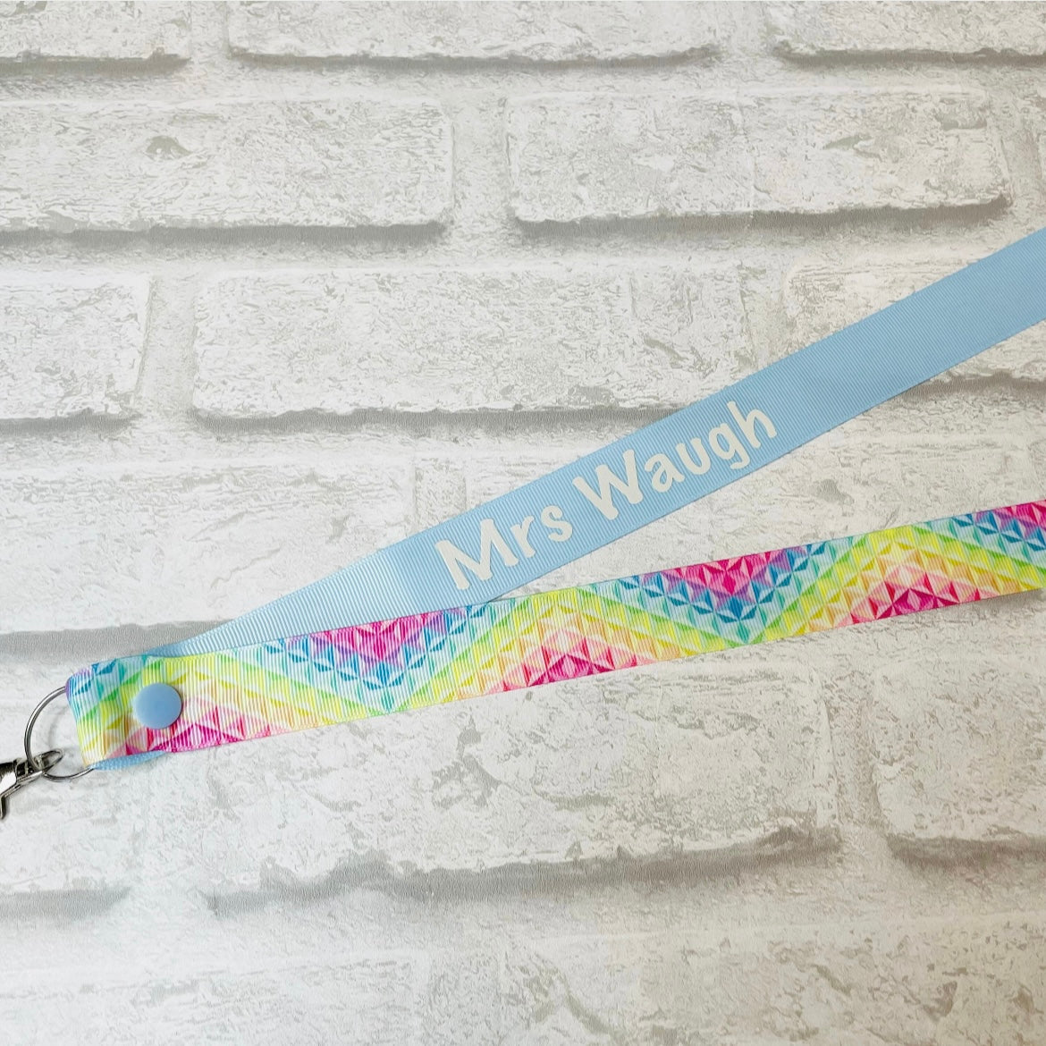 Pastel Geometric Print Personalised Lanyard