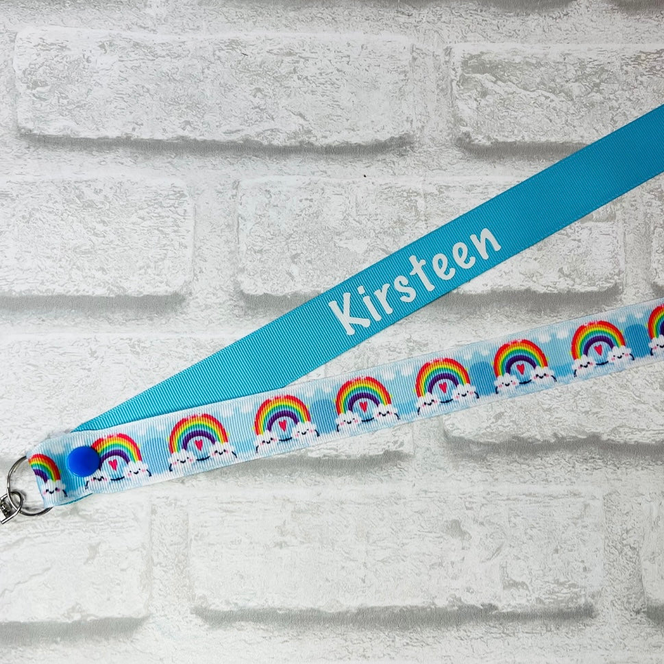 Happy Rainbows Print Personalised Lanyard