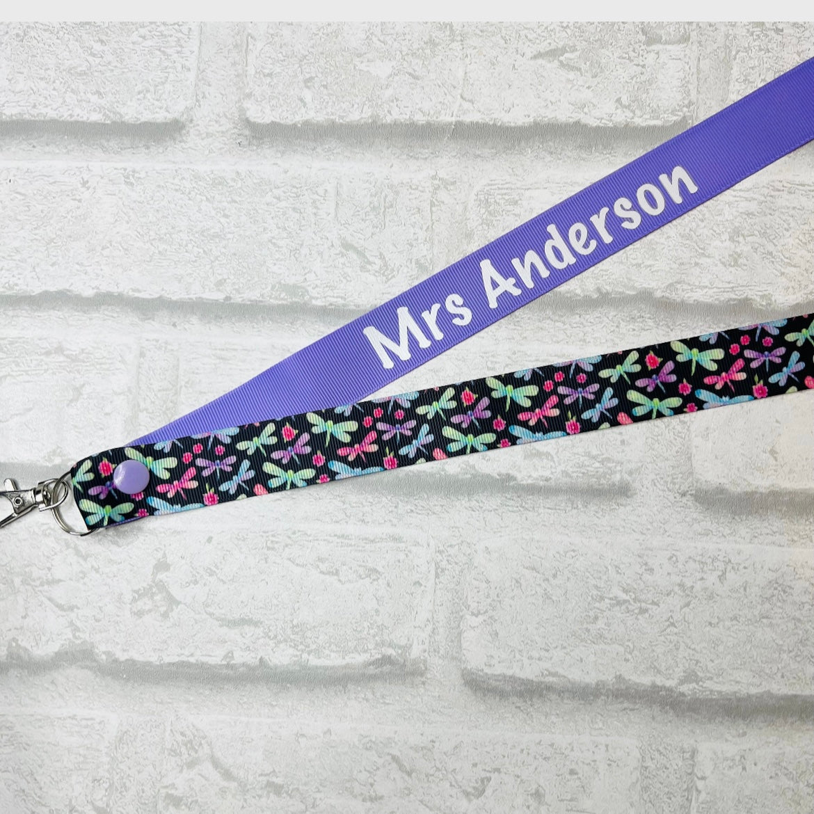Dragonfly Print Personalised Lanyard