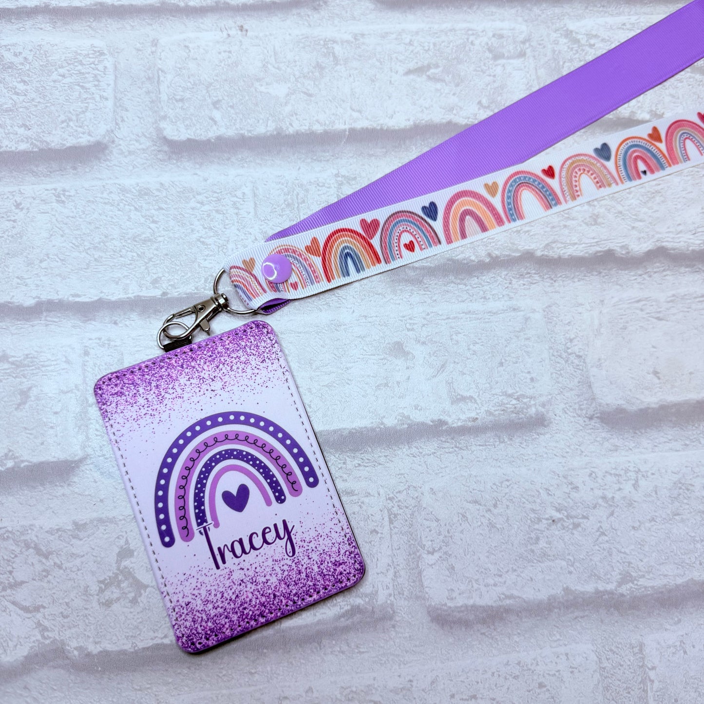 Purple Rainbow ID Card Holder Personalised