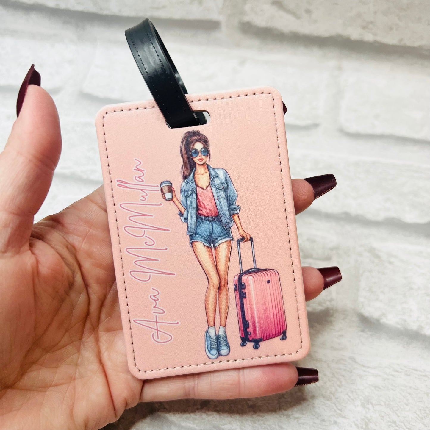 Luggage Tag - Dark Ponytail Personalised