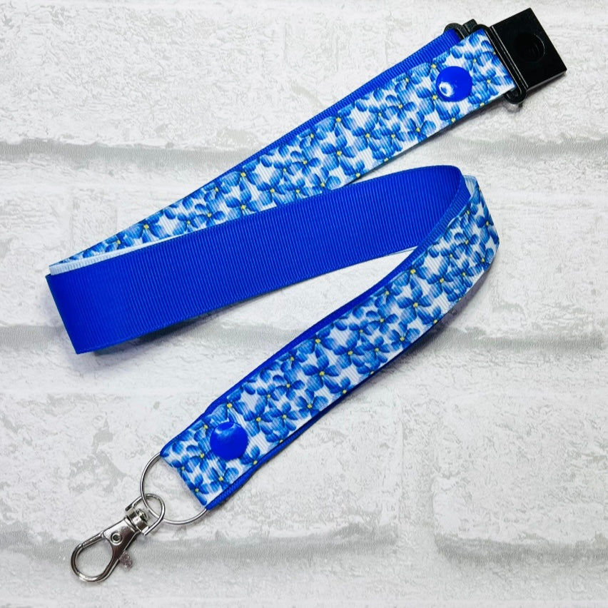 Forget Me Not Floral Print Personalised Lanyard
