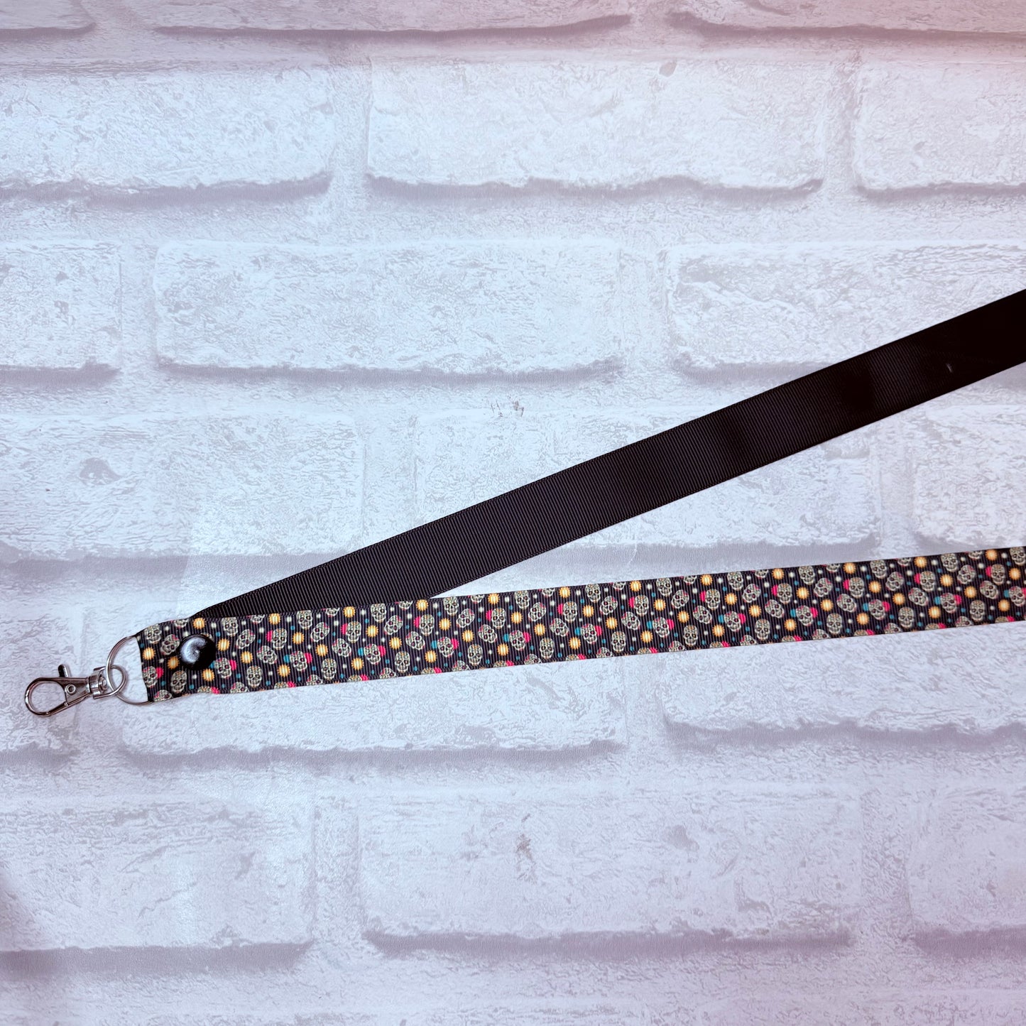 SALE Mini Sugar Skulls Print Personalised Lanyard