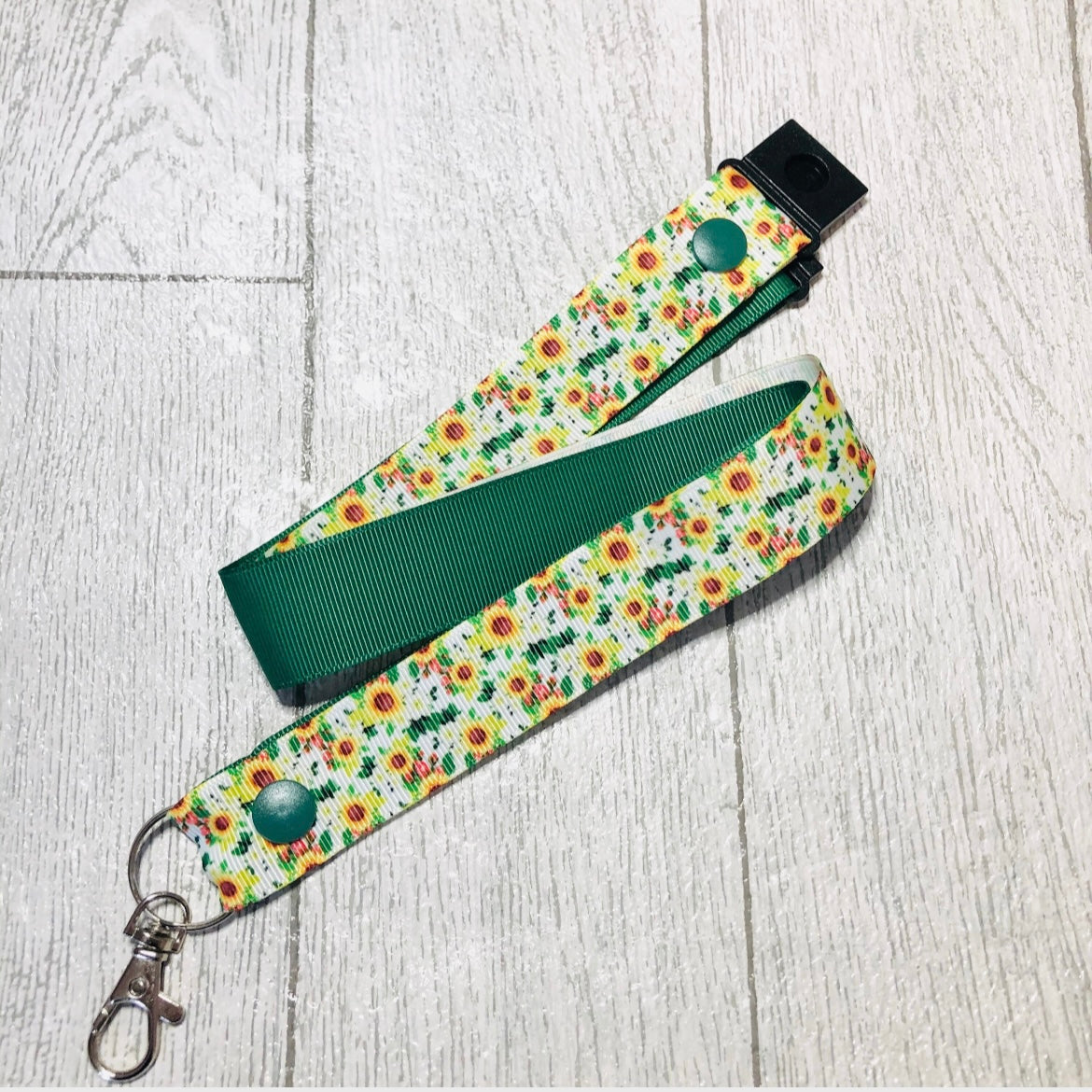 Sunflower Floral Print Personalised Lanyard