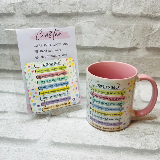 Note To Self Mug or Mug & Coaster Set