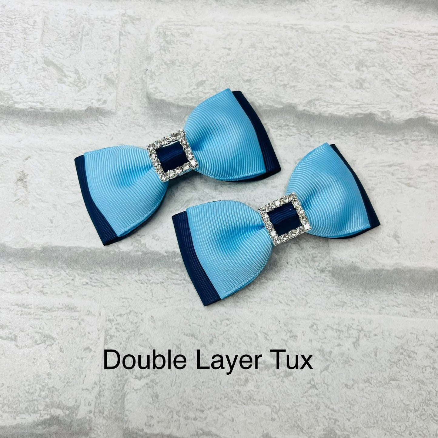 Handmade Pair Double Layer Tux School Bows