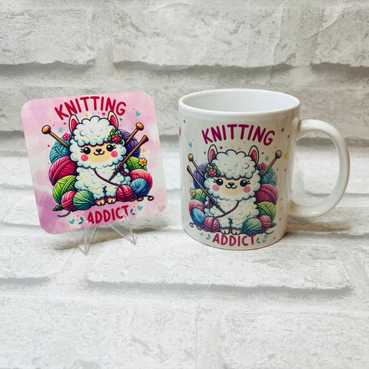 Knitting Addict Mug or Mug & Coaster Set