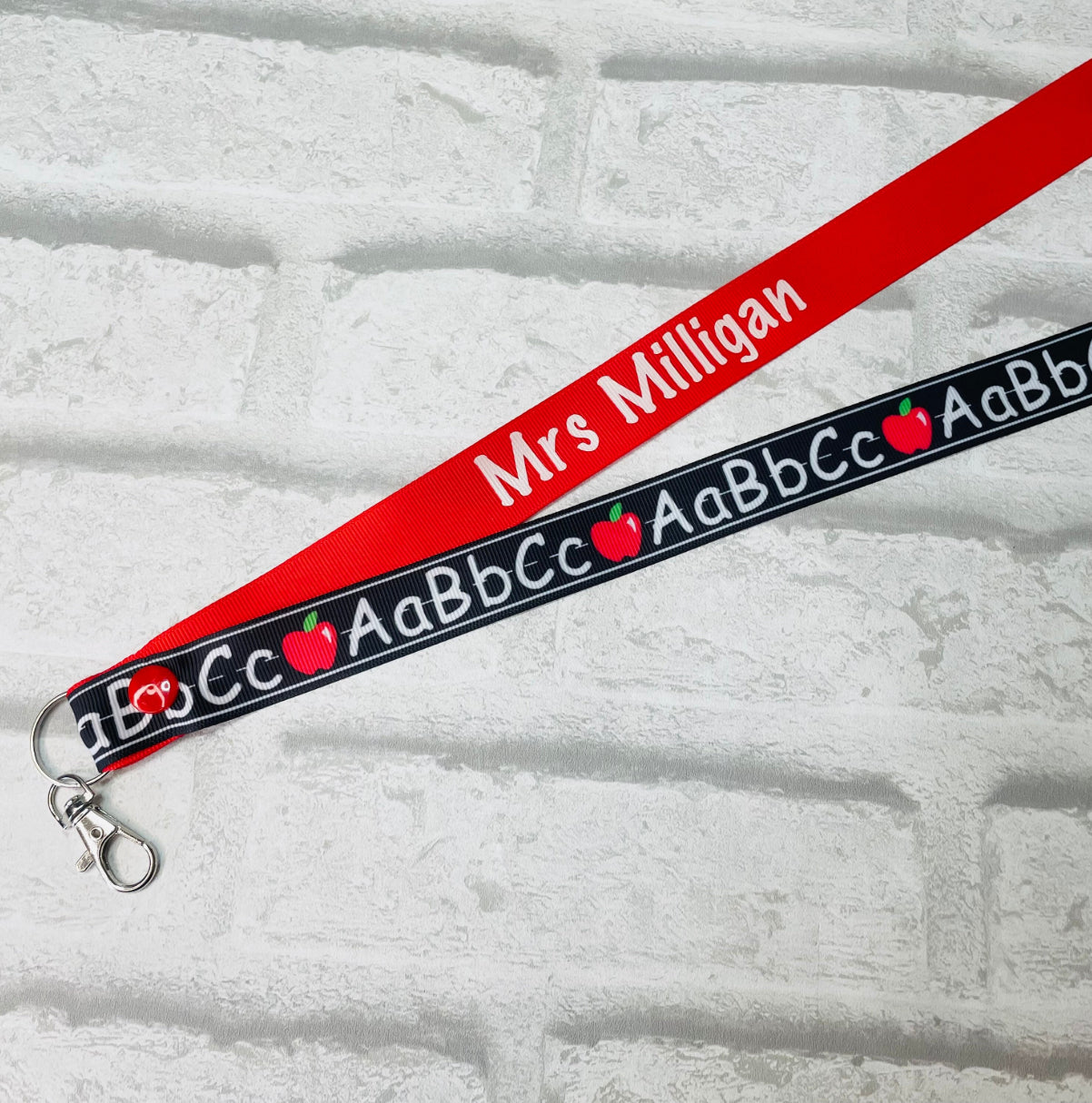 Black ABC Print Personalised Lanyard