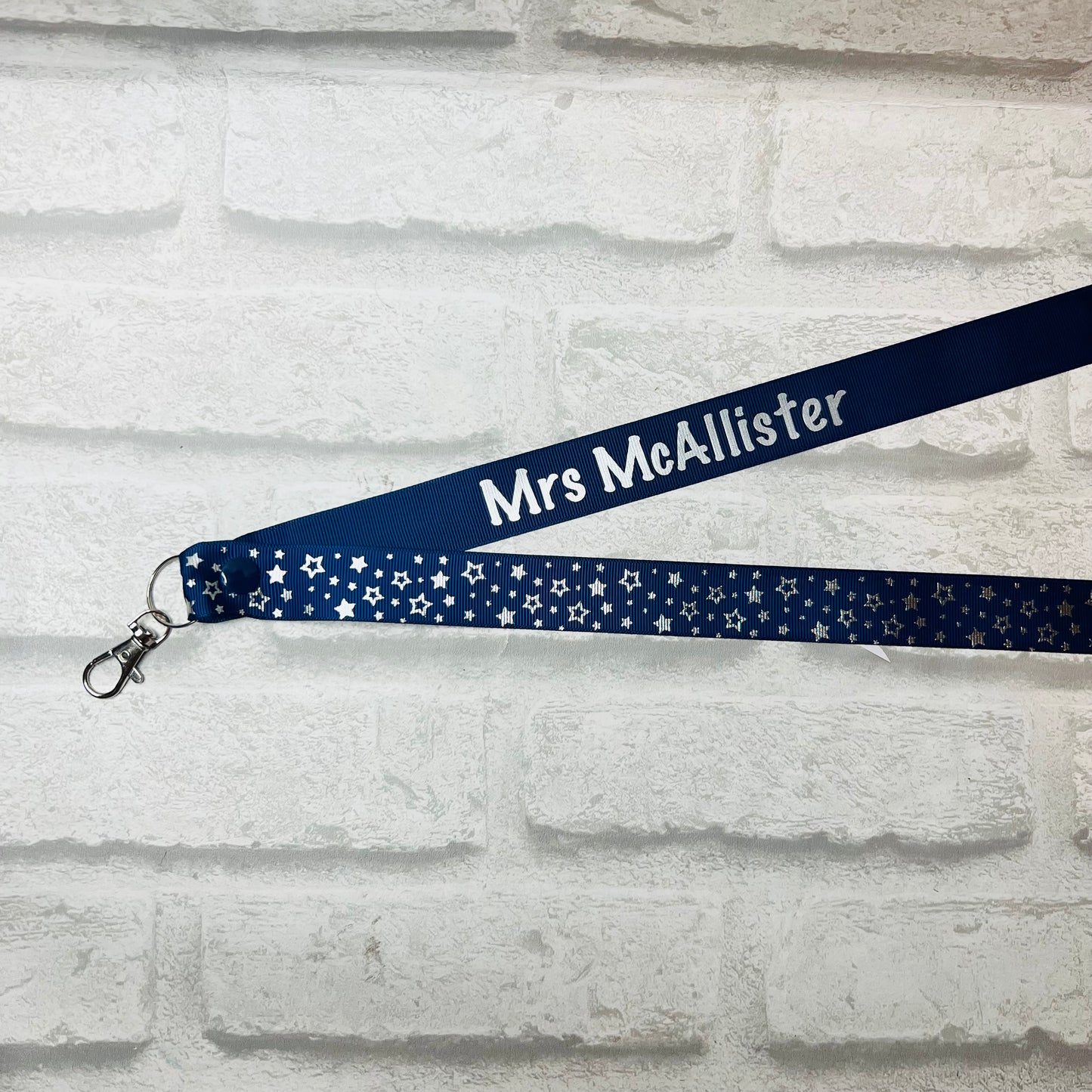 Silver Star Print Personalised Lanyard - multiple colour options