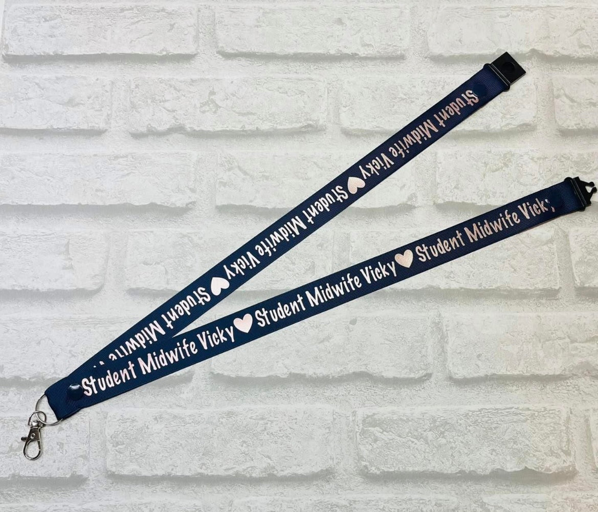Name Repeat With Hearts Print Personalised Lanyard
