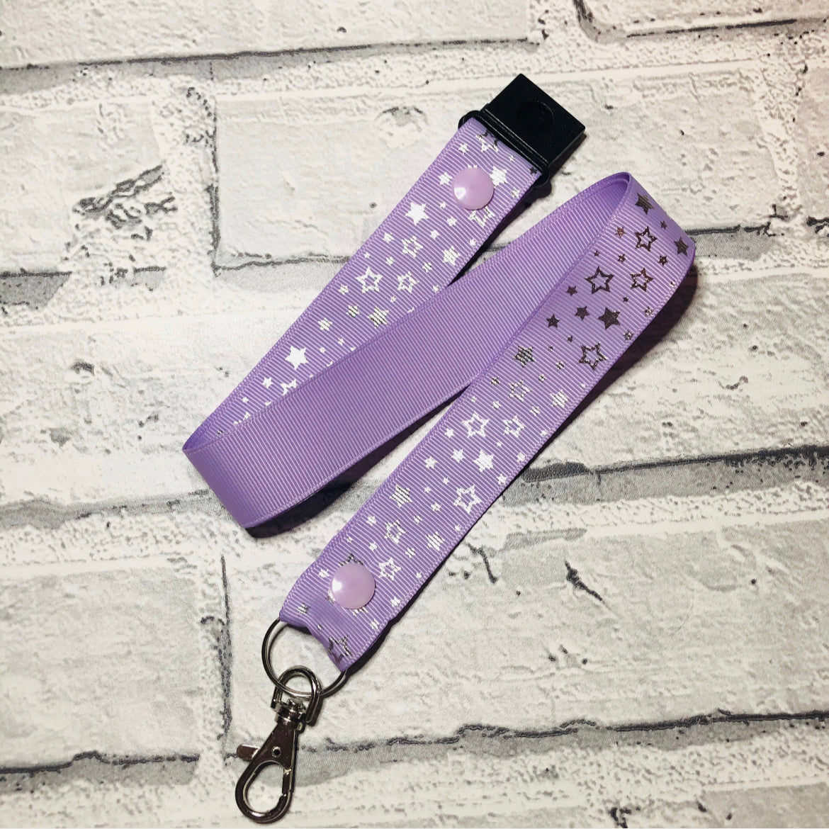 Silver Star Print Personalised Lanyard - multiple colour options