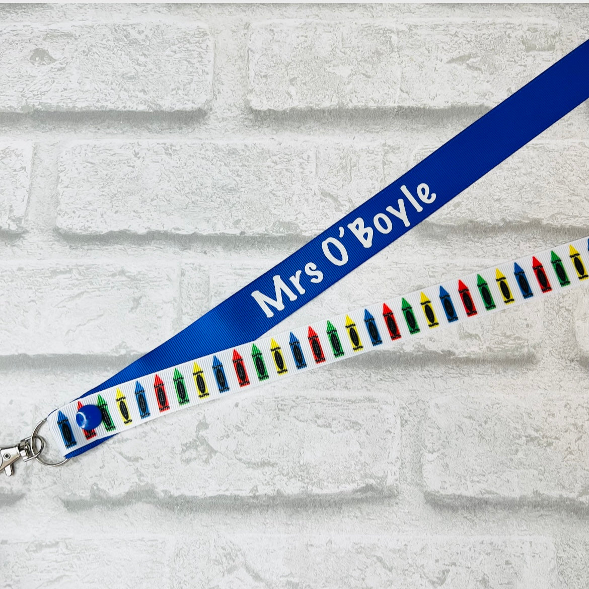 Rainbow Crayon Print Personalised Lanyard