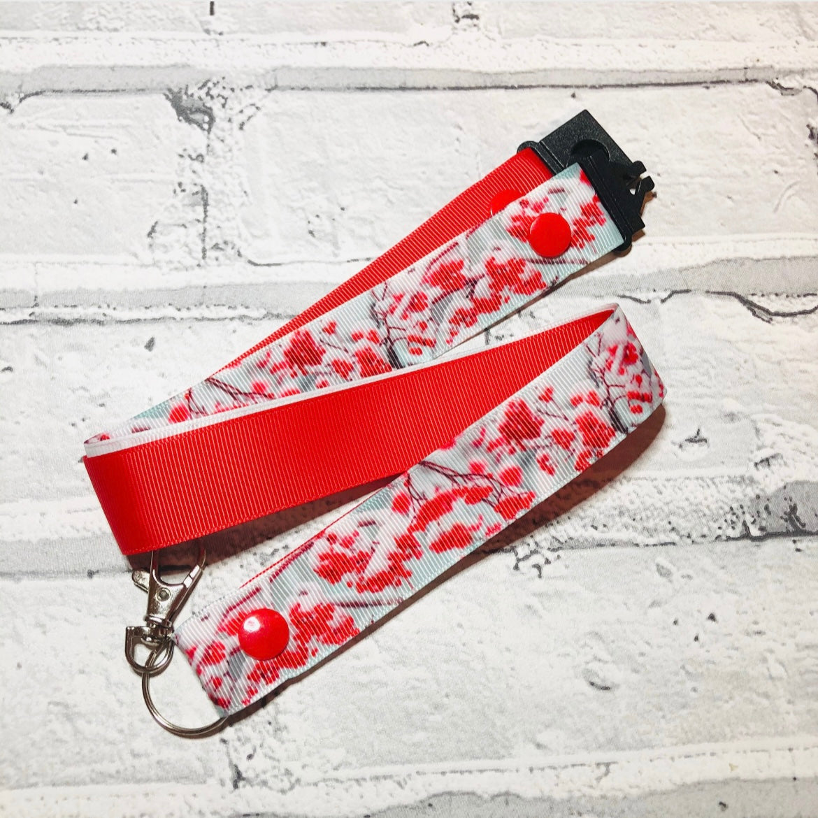 Winter Berries Floral Print Personalised Lanyard