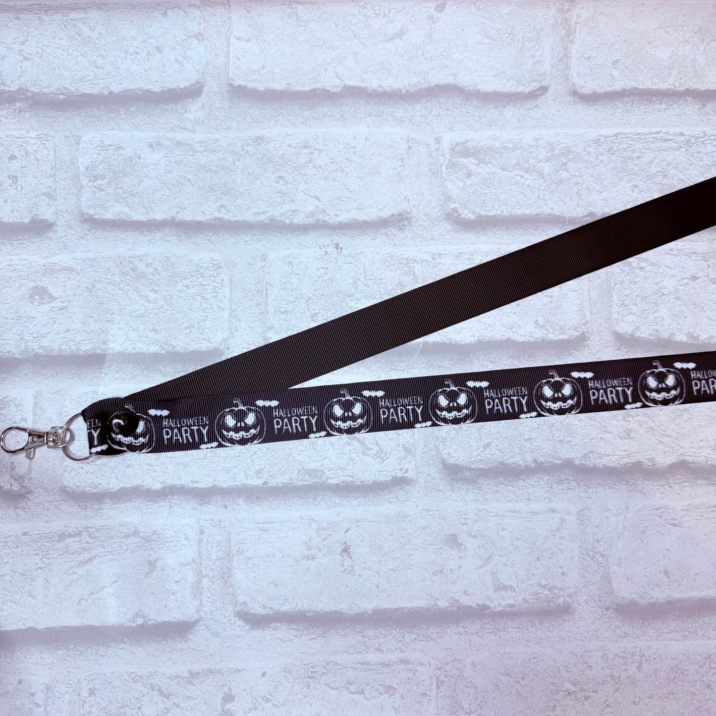 SALE Black Halloween Print Personalised Lanyard