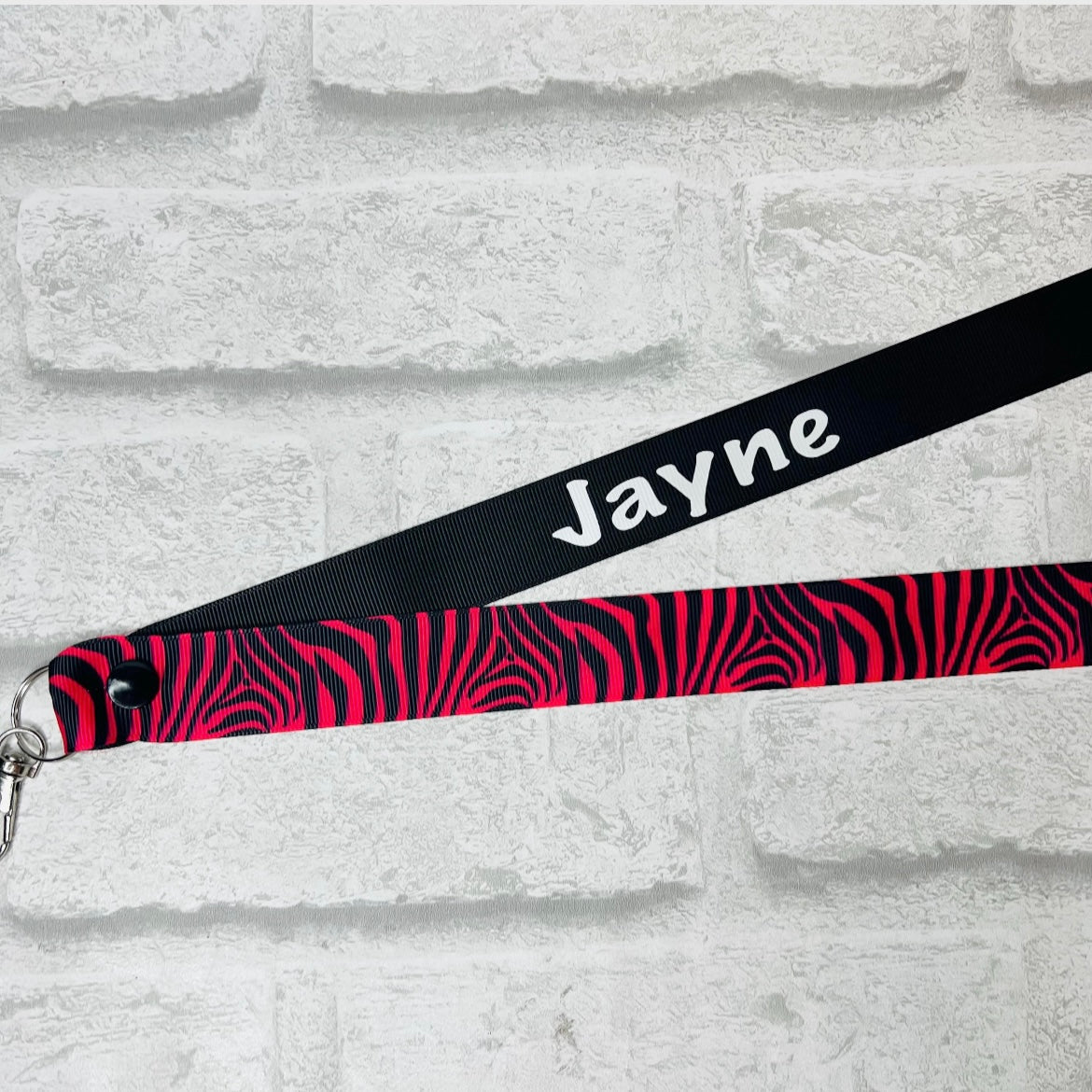 Pink Zebra Print Personalised Lanyard