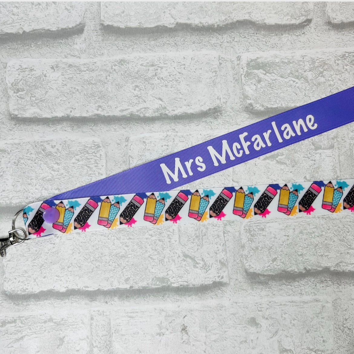 Funky Pencil Print Personalised Lanyard