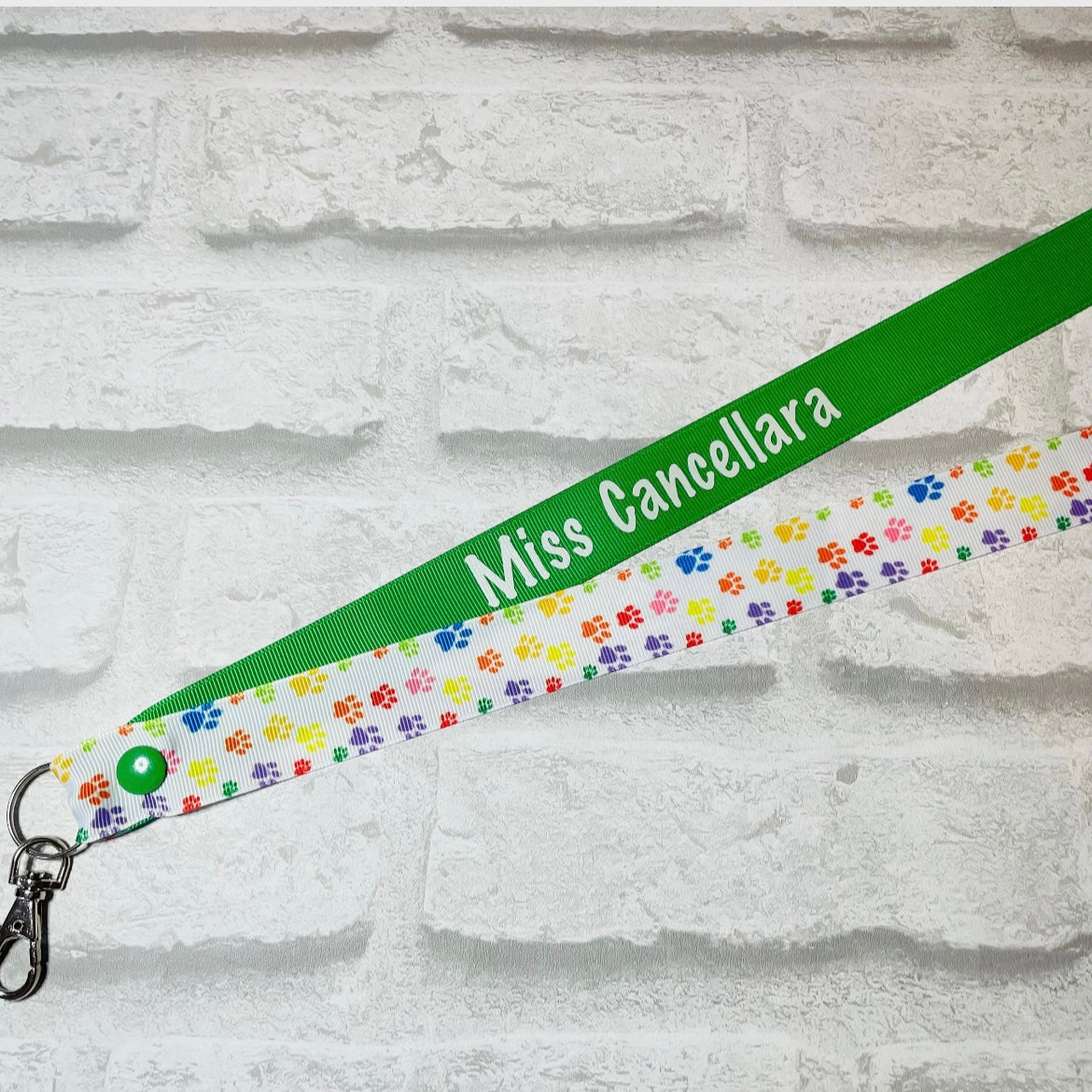 Rainbow Paw Print Personalised Lanyard