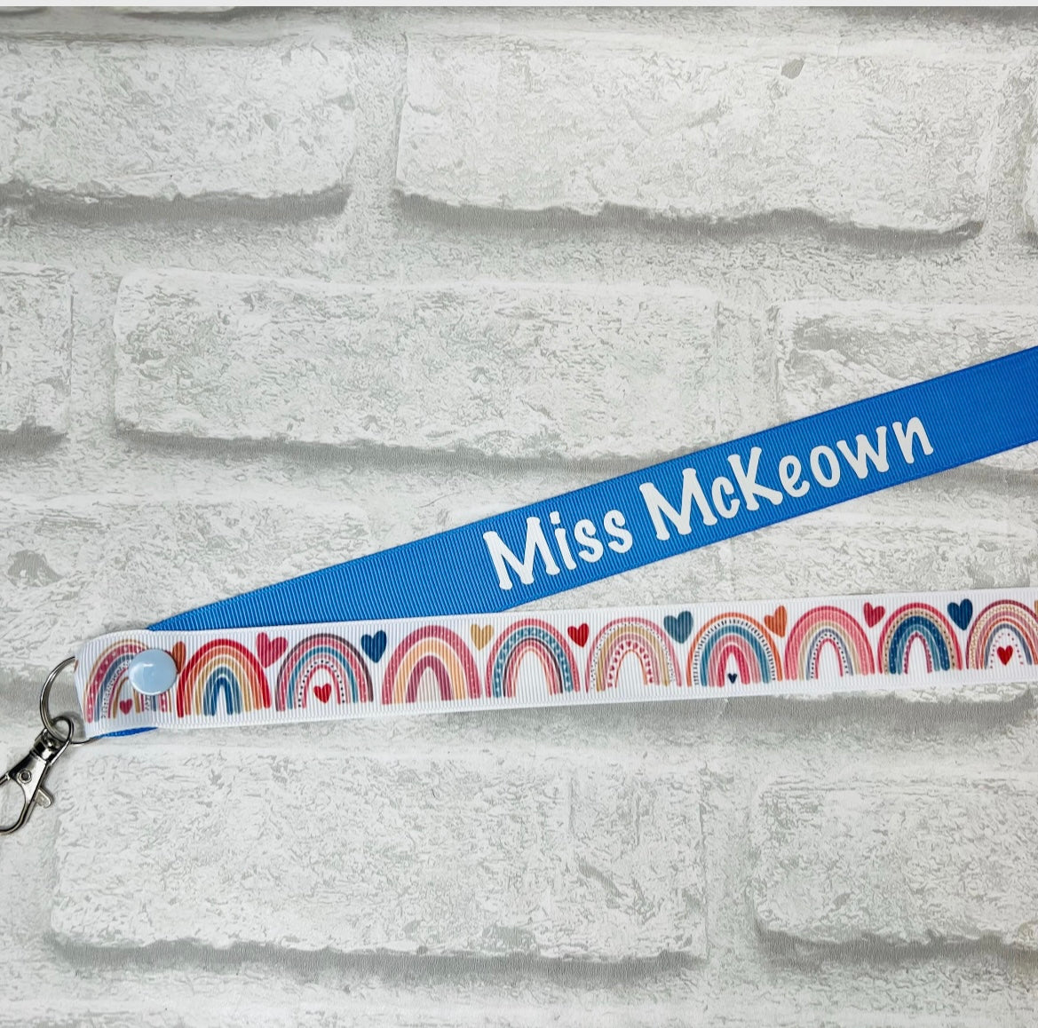 New Rainbow Print Personalised Lanyard