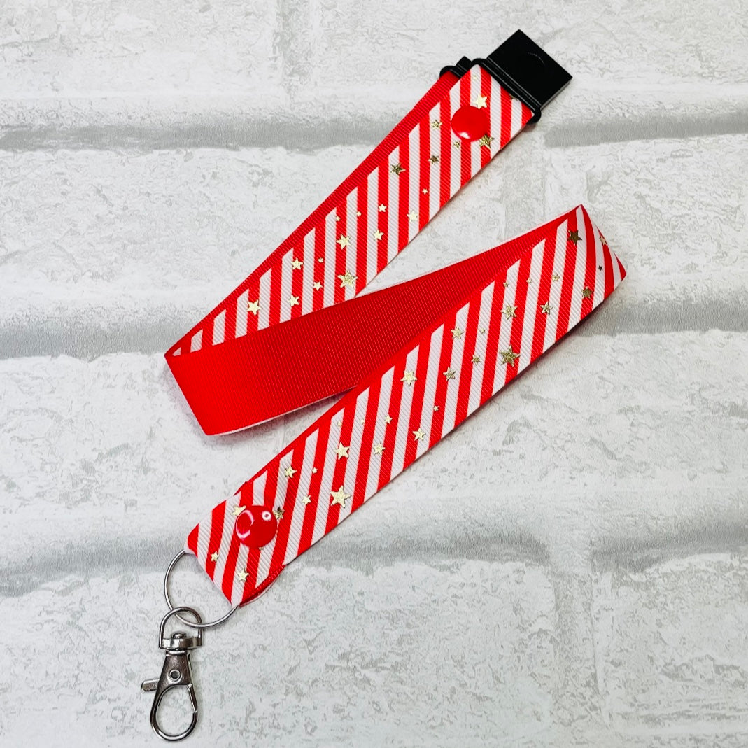 Red Stars & Stripe Print Personalised Lanyard