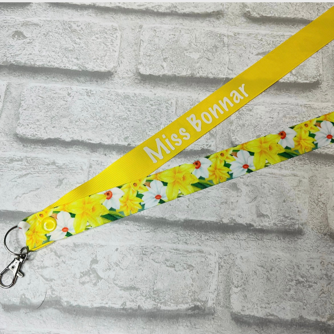 Daffodil Floral Print Personalised Lanyard
