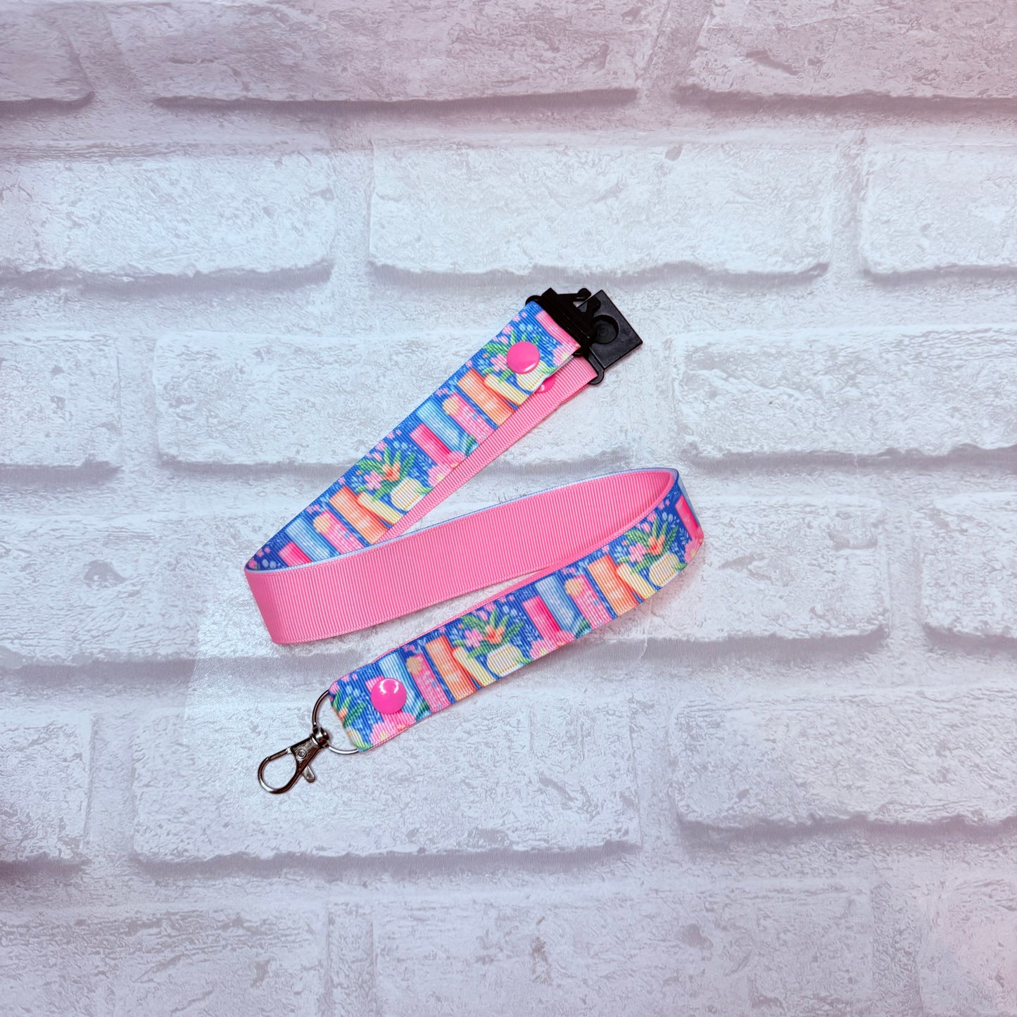 Pastel Floral Book Print Personalised Lanyard