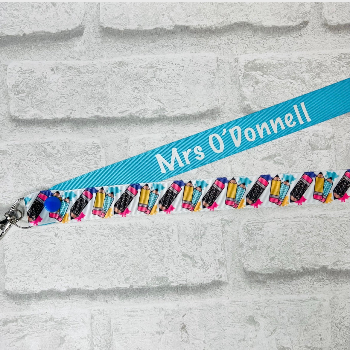 Funky Pencil Print Personalised Lanyard