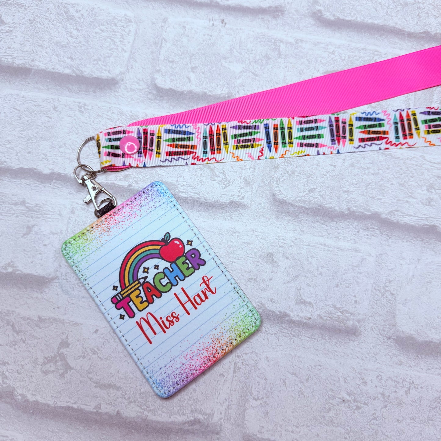 Teacher Rainbow Notebook ID Card Holder Personalised
