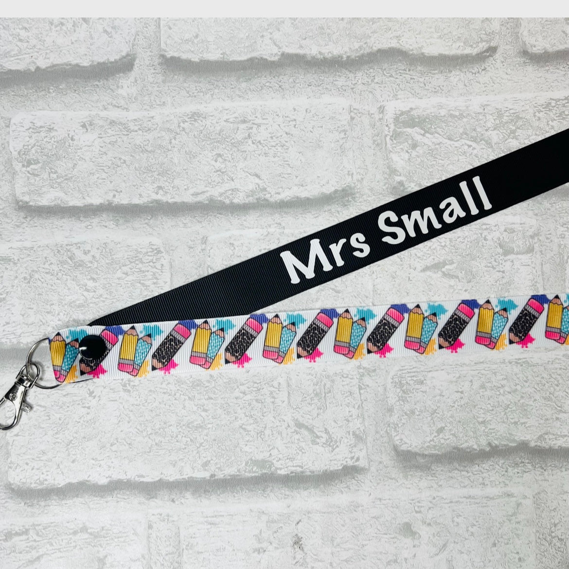 Funky Pencil Print Personalised Lanyard