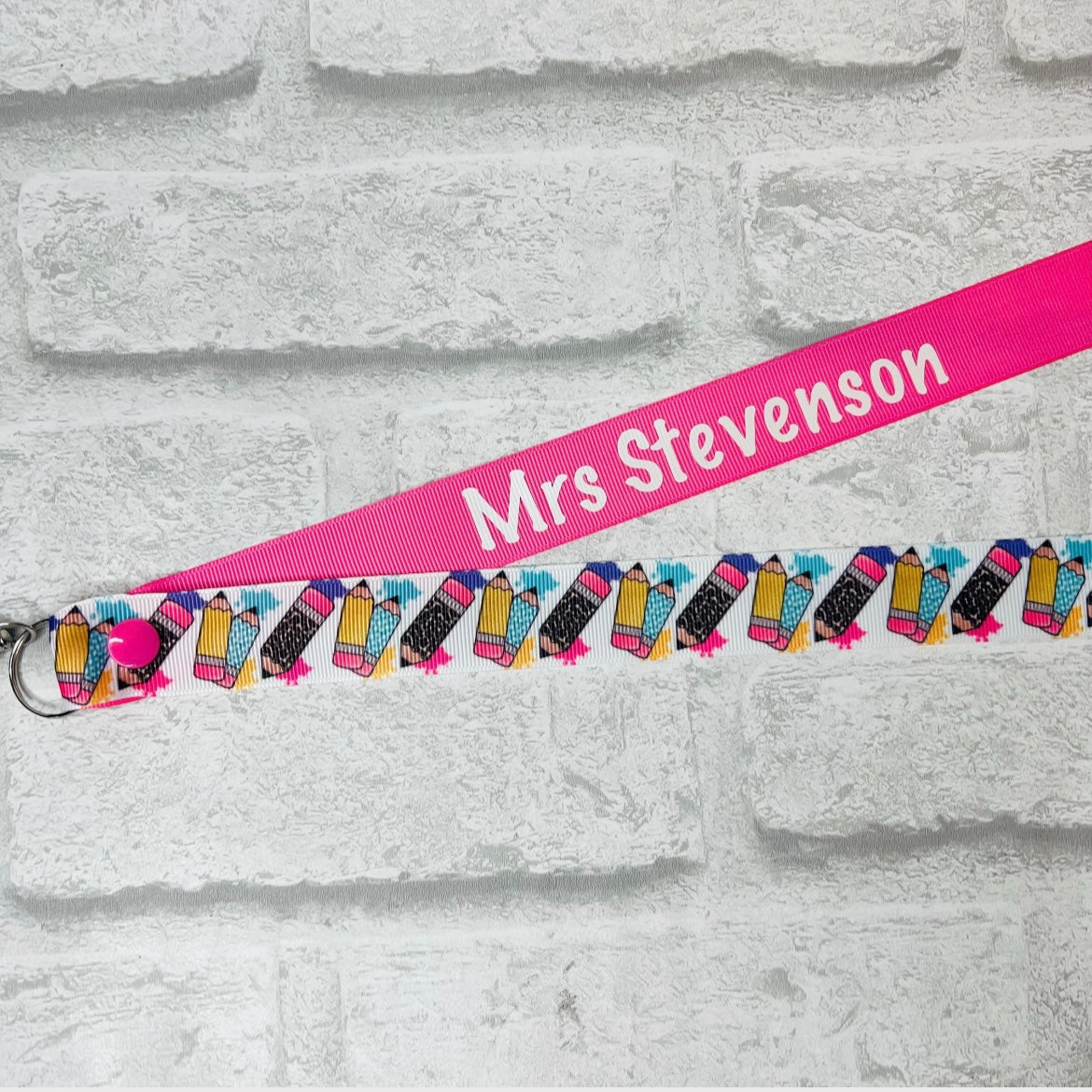 Funky Pencil Print Personalised Lanyard